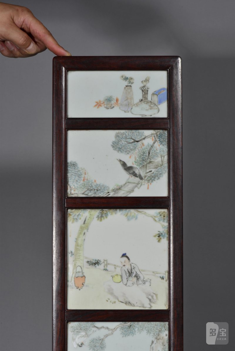 清光绪 任焕章浅绛彩山水人物花鸟八条屏 - 图22